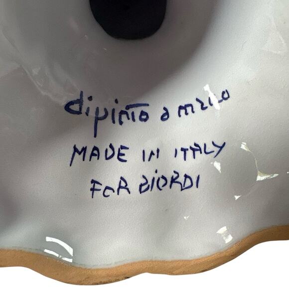 Vintage Hand Painted Italian Faience Candlesticks Floral Majolica Repaired As Is - Picture 15 of 16